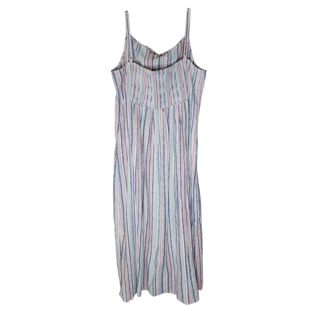 Old Navy dress maxi XXL cami slip style multicolor stripes linen blend vacation - Picture 2 of 4